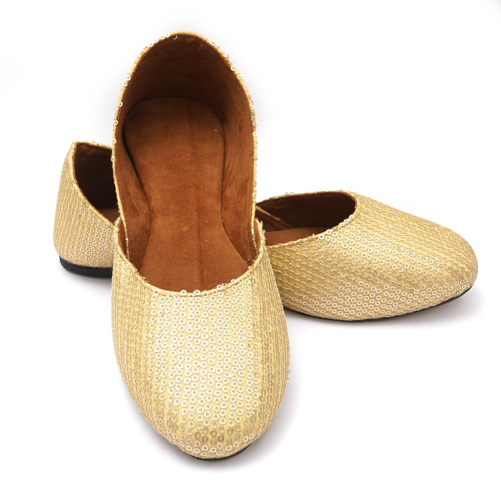 Gold Sequins Jaipuri Mojari Belly Purely Lush