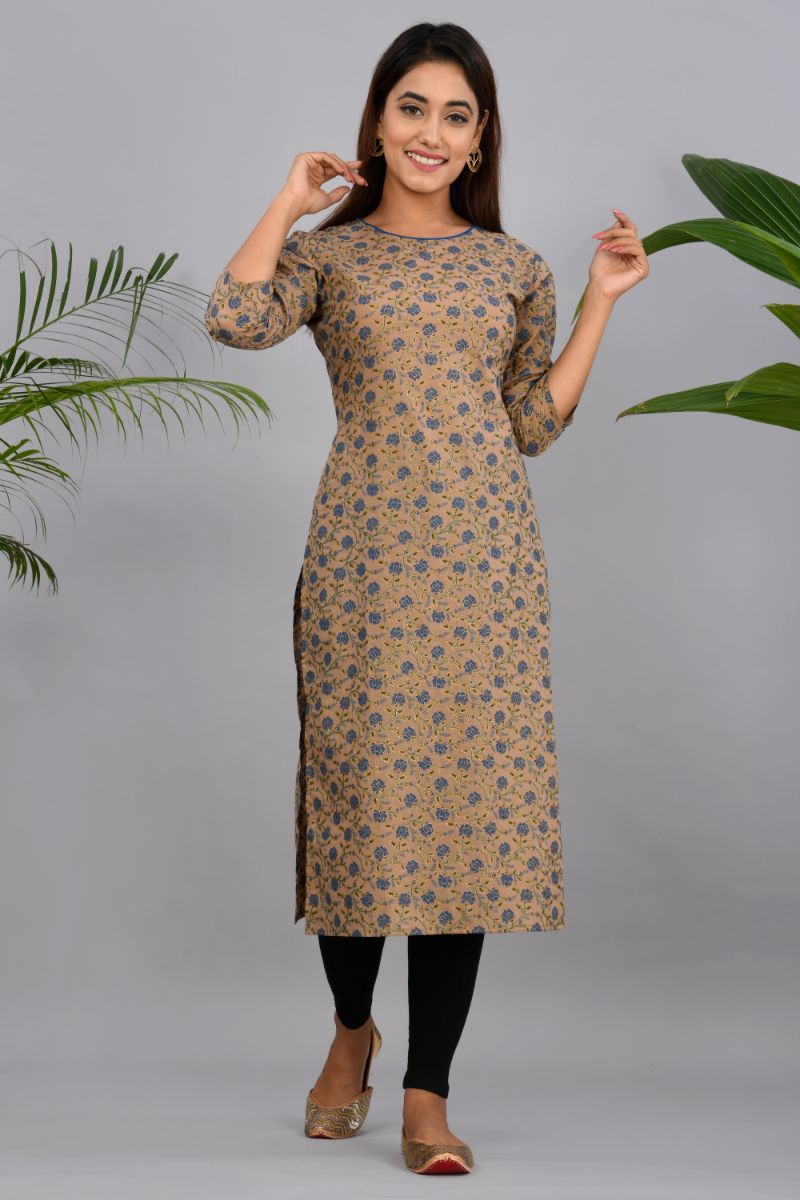 Buy Plus Size Brown Printed Straight Kurti For Women – Lee Moda