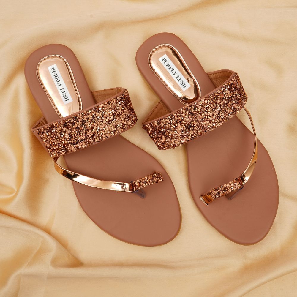 Hush Berry Sparkle Stone Flip Flops/Slippers for Girls/Women (2, Gold  Silver) : Amazon.in: Fashion